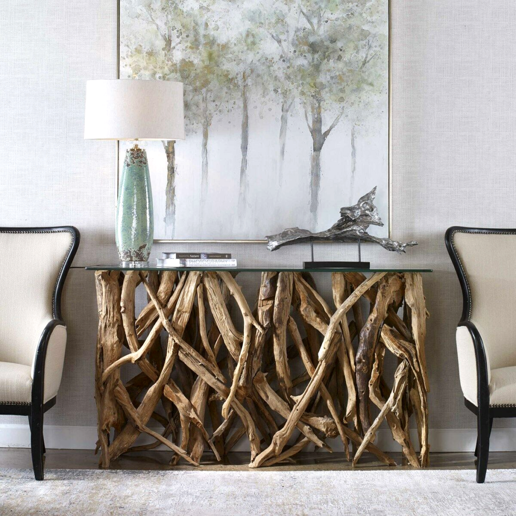 Natural Teak Root Reclaimed Wood Console Driftwood