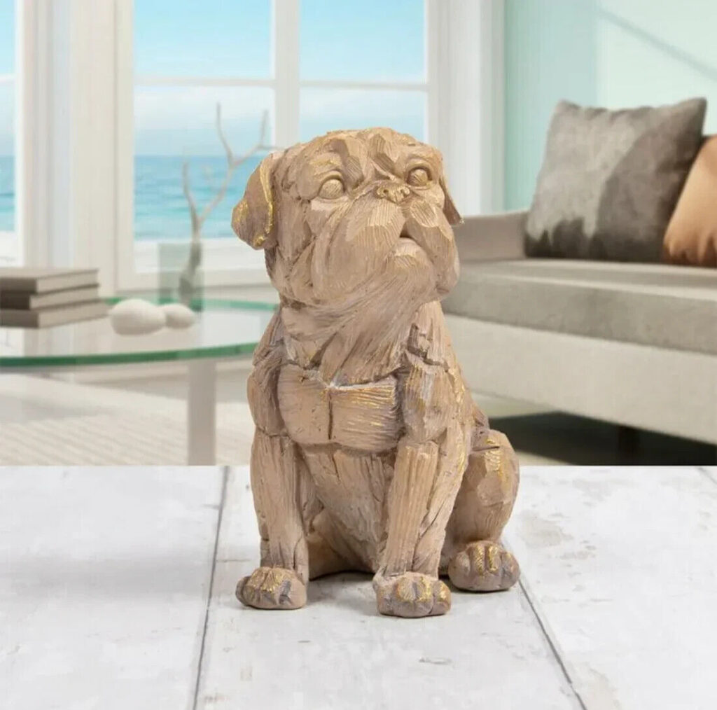 3. Dog Driftwood Ornament Home Decor Wooden Pug Puppy Gift Statue Wildlife Figure