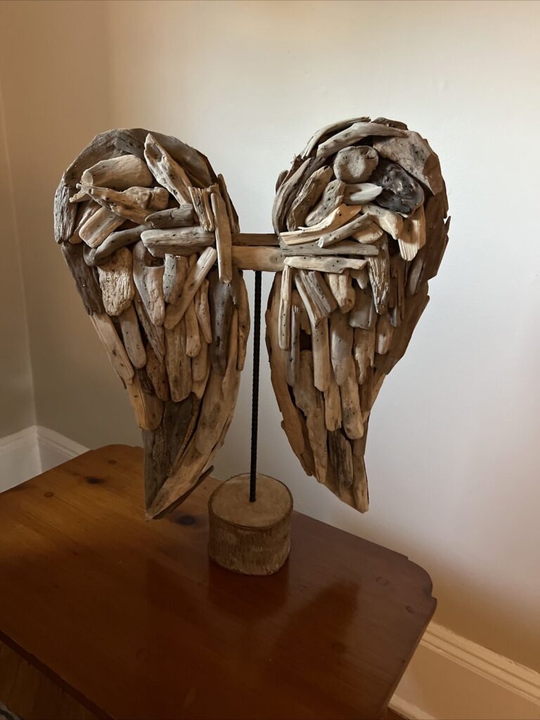 Angel Driftwood Wings Art Sculpture Rustic Beach 21” By 17” Beautiful
