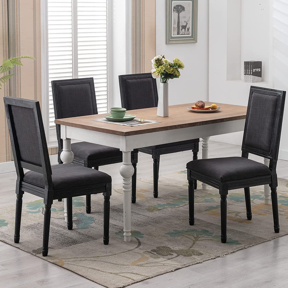 Black Upholstered Dining Chairs Driftwood, Farmhouse Dining Room Chairs Set of 4