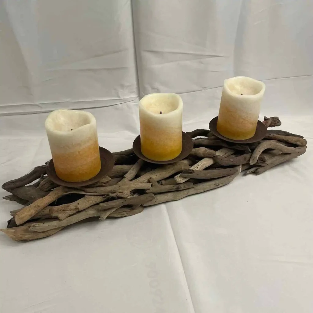 Triple Candle Holder Rustic 